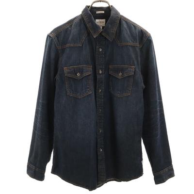 Long Sleeve Denim Western Shirt S Navy System Men's Used