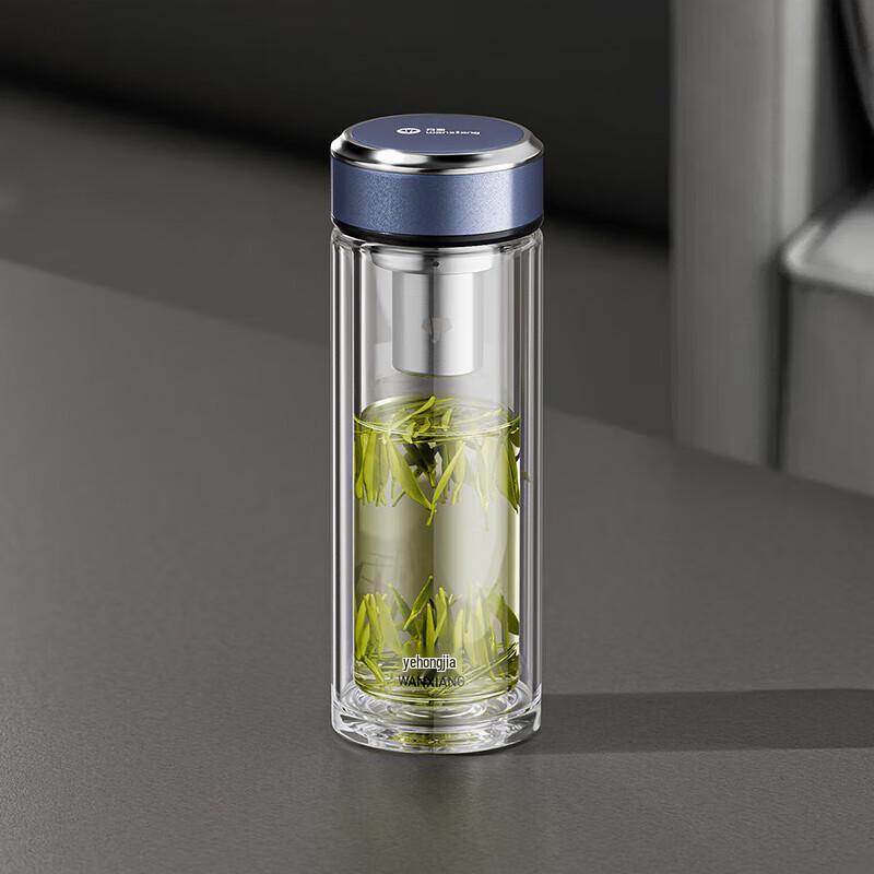 WANXIANG Double-Wall Glass Tea Infuser Mug