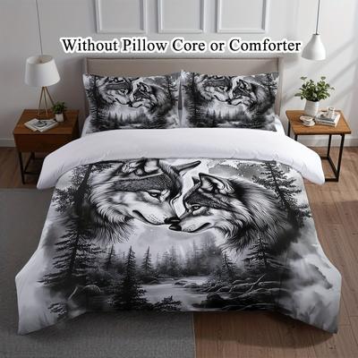 Wolves Bedding Set Animal Duvet Cover Set Soft Quilt Cover With Pillowcase For Bedroom Decor Birthday Gift For Boys Teens