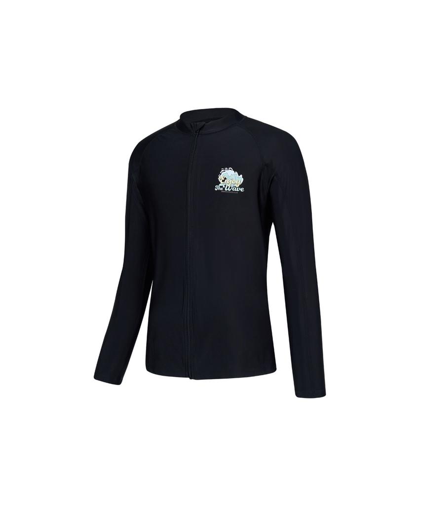 Lenomasuyeongbog Men'S Loose Fit Zip-Up Rash Guard Top Black Rn-Ts2F502-Bk