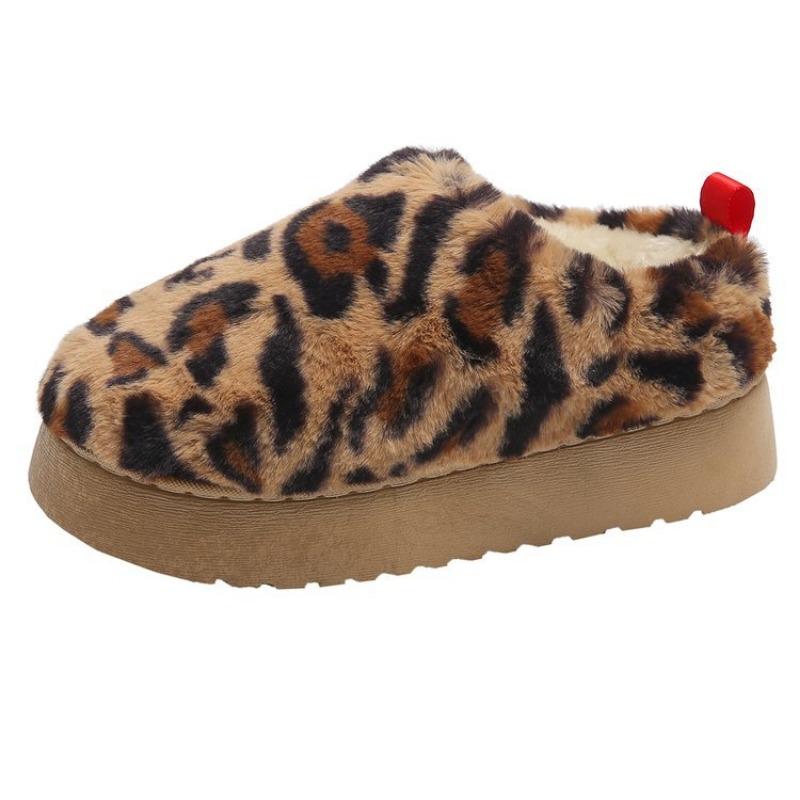 Winter new thick-soled velvet thickened snow boots for women, large size warm leopard print short boots, cotton shoes for women