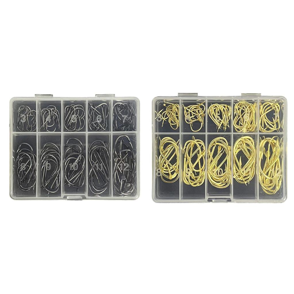 70/100 Stück Kohlenstoffstahl Angelhaken mit Öhr Fischhaken Korrosionsbeständig Metall Kreishaken Angelzubehör Langlebig