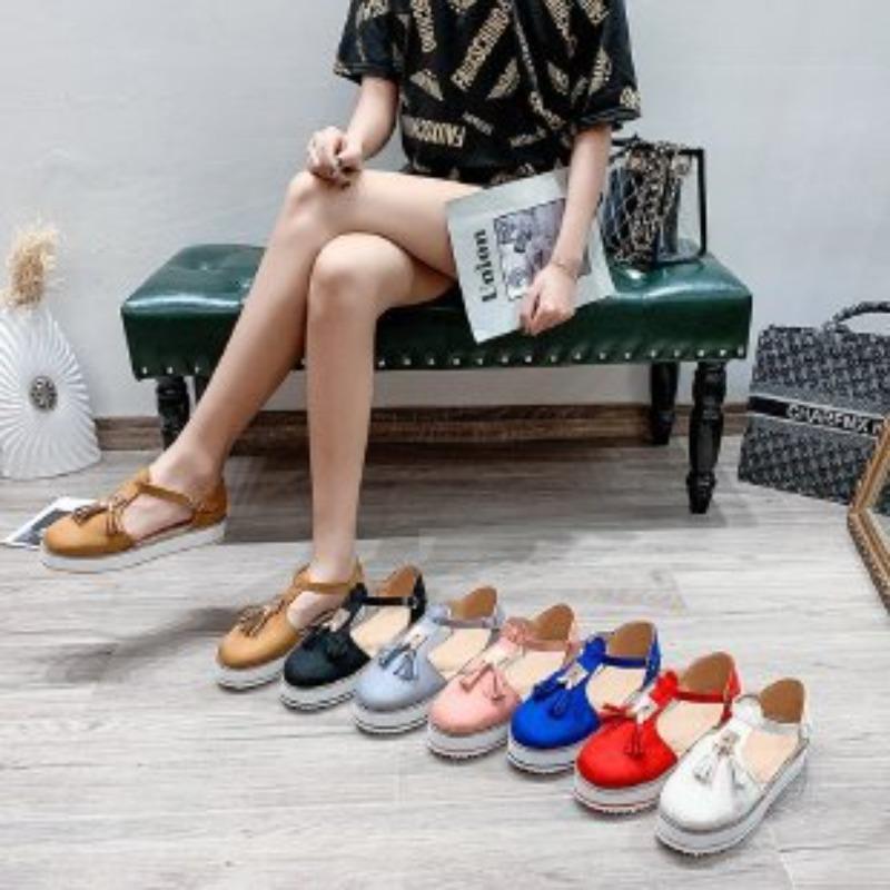 Wish New Large Size Women's Shoes Fashionable Hollow Fringed Muffin Platform Sandals