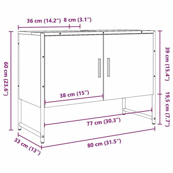 VidaXL Bathroom Cabinet Old Wood 80x33x60 Cm Engineered Wood 857704