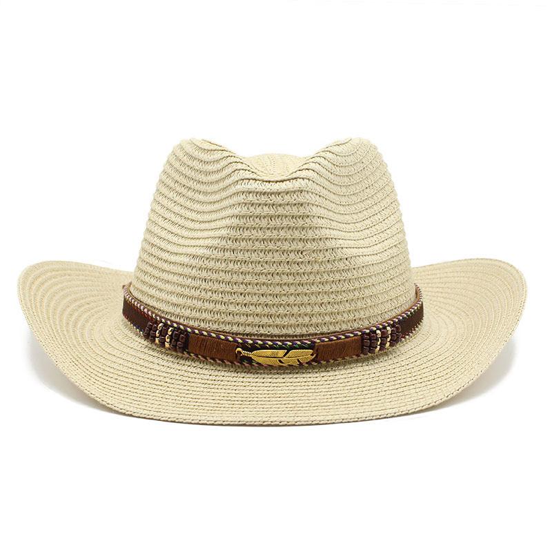 Western Cowboy Straw Hat Sun Protection Wide Brim Gift For Men And Women
