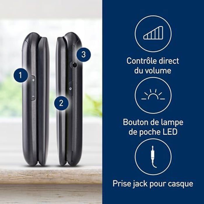 Panasonic KX-TU550EXB Téléphone Portable à Clapet, Appareil Photo 1,2MP, Grand Écran 2,8", Autonomie Veille 300h, Noir