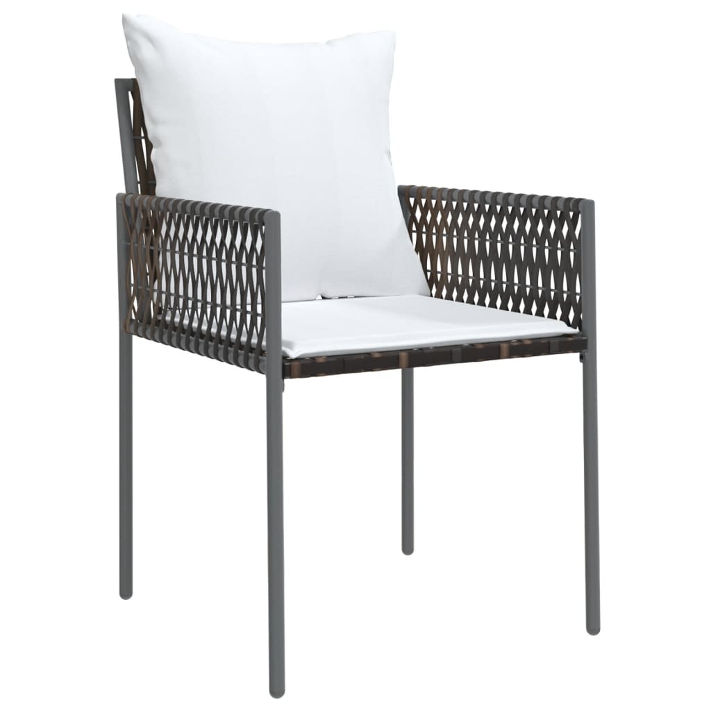 Garden Chairs with Cushions 2 pcs Brown 54 x 61 x 83 cm Poly Rattan