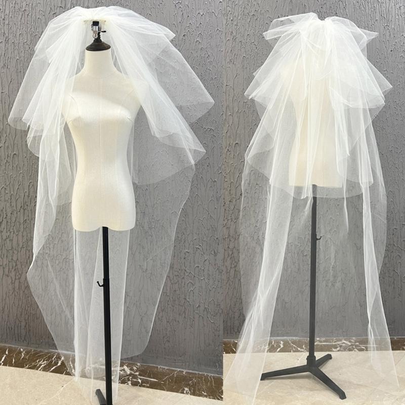 Cathedral Bridal Headpiece White Bride Veils Comfortable and Multilayer Tulle Veils Headpiece for Wedding Ceremony Wear