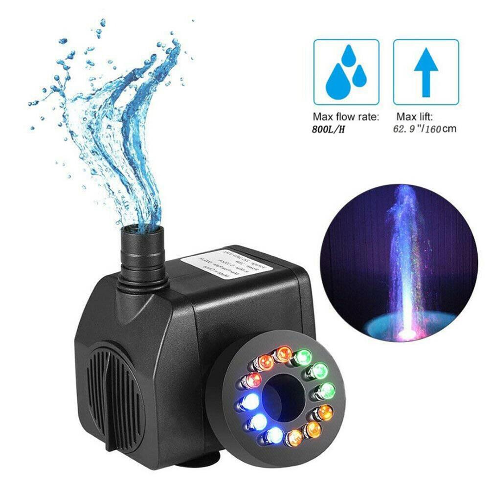 16W LED Submersible Water Pump Fountain Pump Firm Low Noise with Light Outdoor Fountain Pumps for