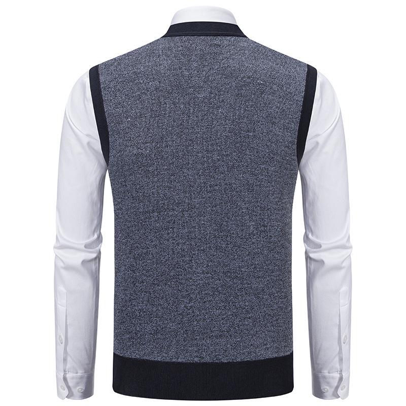 Men's Plaid Knit Cardigan with Velvet Stripes - Loose Casual Poncho Vest for Autumn and Winter