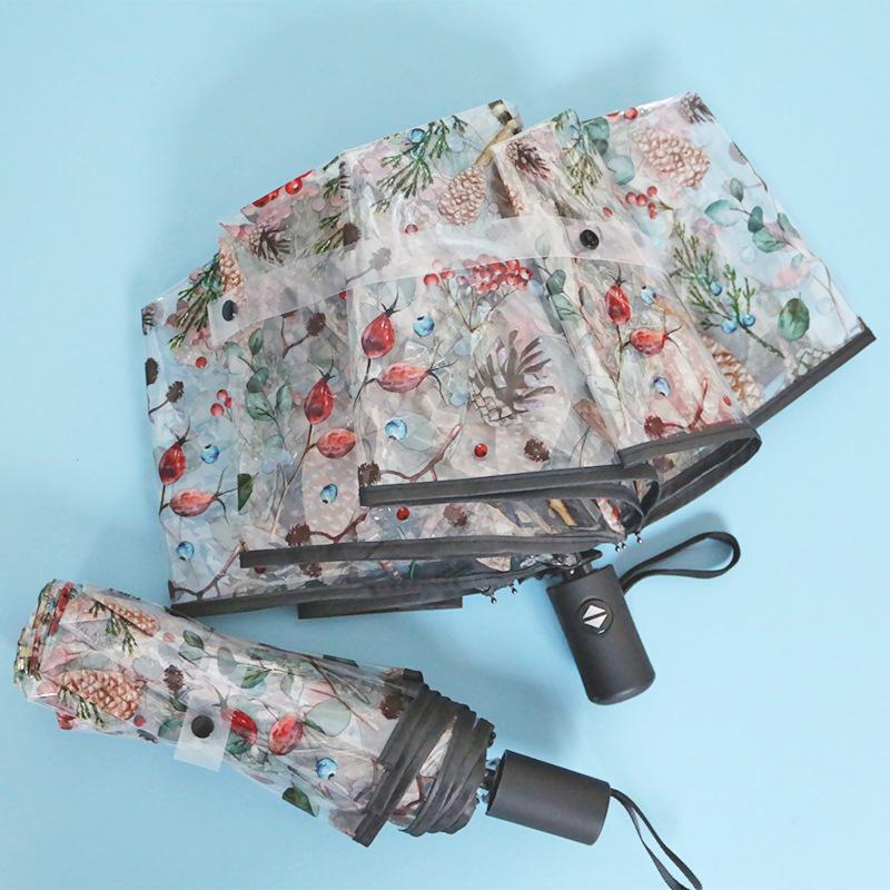 Dual-Use Automatic Transparent POE Umbrella - Xiaohongshu Style with Cats and Dogs Design