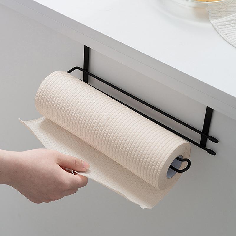 Porta rotolo carta da cucina senza foratura, mensola portaoggetti da parete per cucina, bagno, salvaspazio, organizer per pellicola trasparente, porta fazzoletti