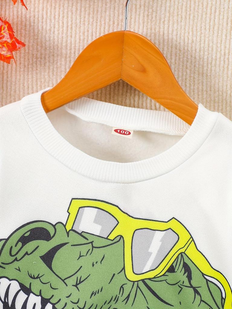 Conjunto de Moletom com Calça 3D de Dinossauro para Meninos - Roupa Tendência 2025