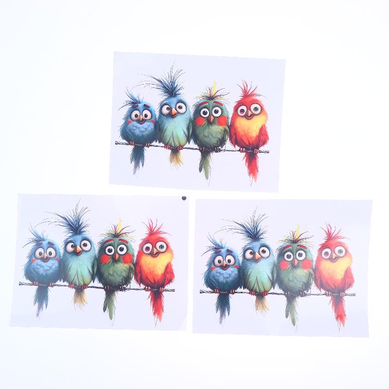 3Pcs Funny Bird Creative Glass Window Decorative Stickers For Windows Glass Wall Mirror Festival Home Decoration