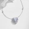 Genuine Sterling Silver 10mm Heart Cubic Zirconia Pendant Necklace Adjustable Chain Jewelry Gift for Women Valentines Day