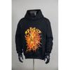 Unisex Oversized Hoodie With Spiderweb Print Fleece-Lined Cotton Blend Streetwear Style