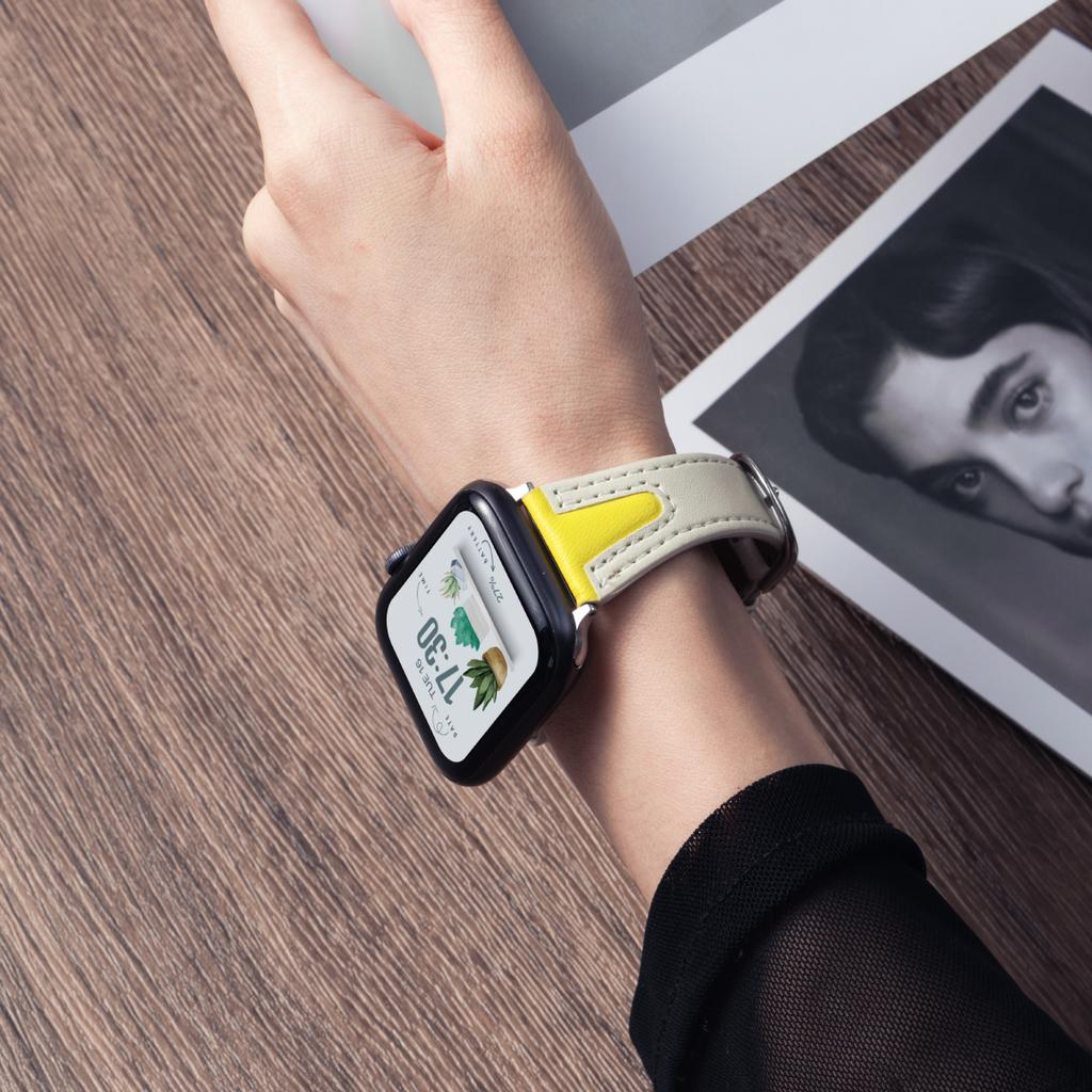 Leather Band for Apple Watch Series 11 10 9 8 7 6 5 4 SE Slim Strap for Iwatch 38mm 40mm 41mm 42mm 45mm 49mm Two Color Bracelet