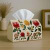 1pc Party Tissue Box, Vintage Botanical Exotic Flower, Multifunctional Tissue Holder, Scientific Red Yellow Retro, Outdoor Party Supplies, Everyday De