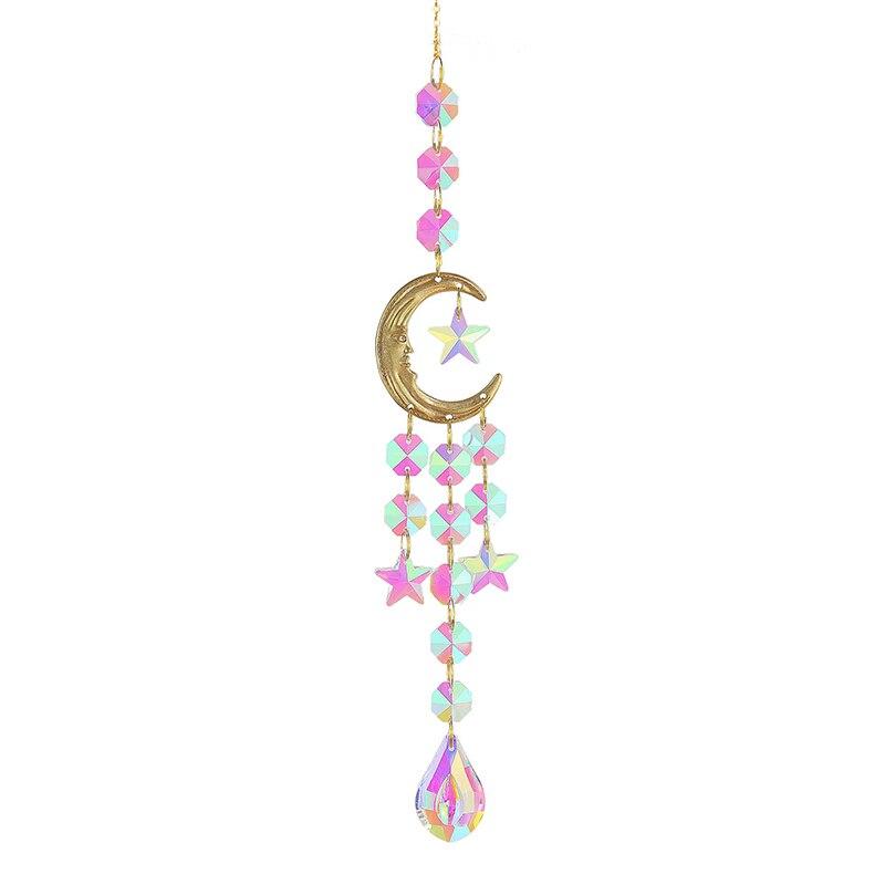 1ks,Crystal Chime Suncatcher,Domácí ložnice Balkonový Dekorační přívěsek Sun and Moon Prism