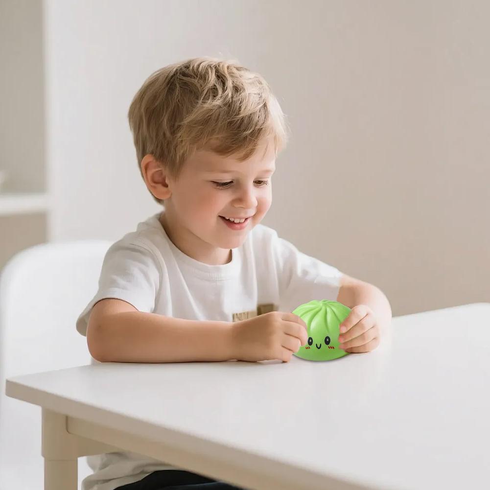 Colorful Dumpling Squishy Stress Relief Balls with Steamer Reusable Rebound Squeeze Reliever Toys Dough Ball  Home Office Gifts