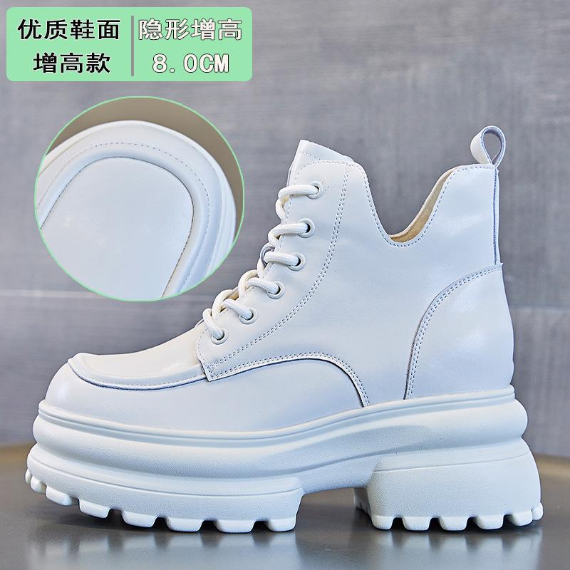 Leather Martin boots women's 2025 new black trendy short boots British style platform boots end fried street small short boots