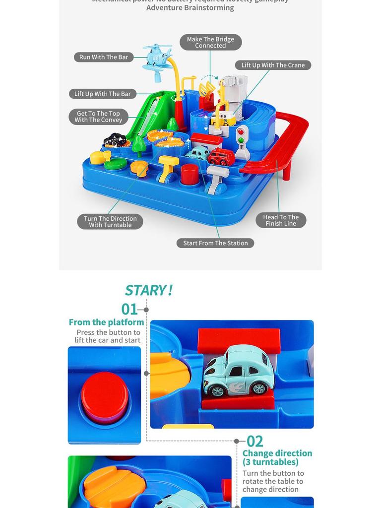 Car Adventure Breakout Train: Educational Inertial Toy Car with Macaron Color Tracks and Parking Lot