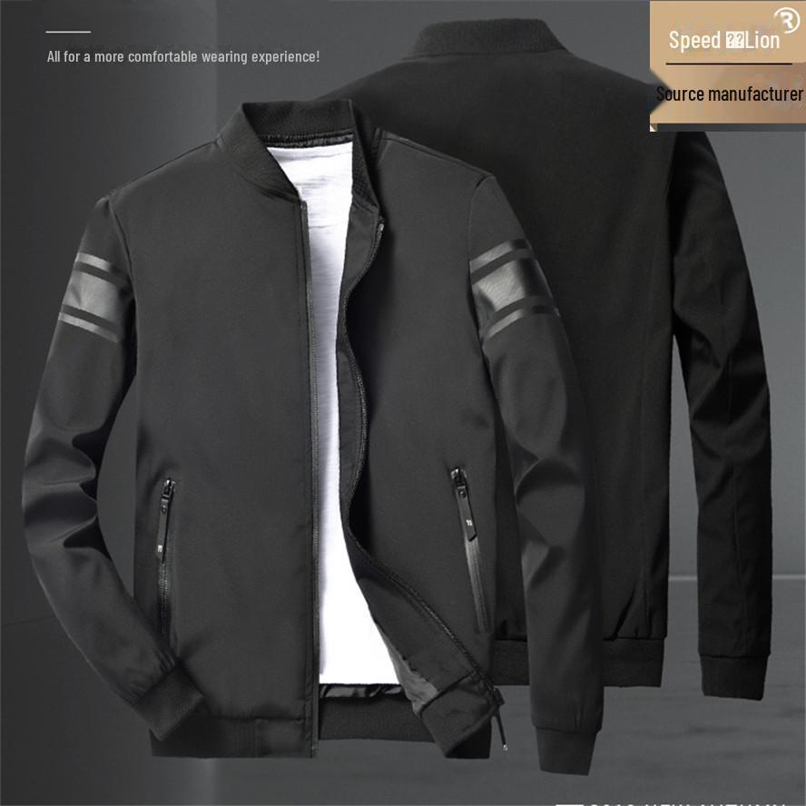 Men's Korean Style Solid Color Baseball Jacket for Autumn