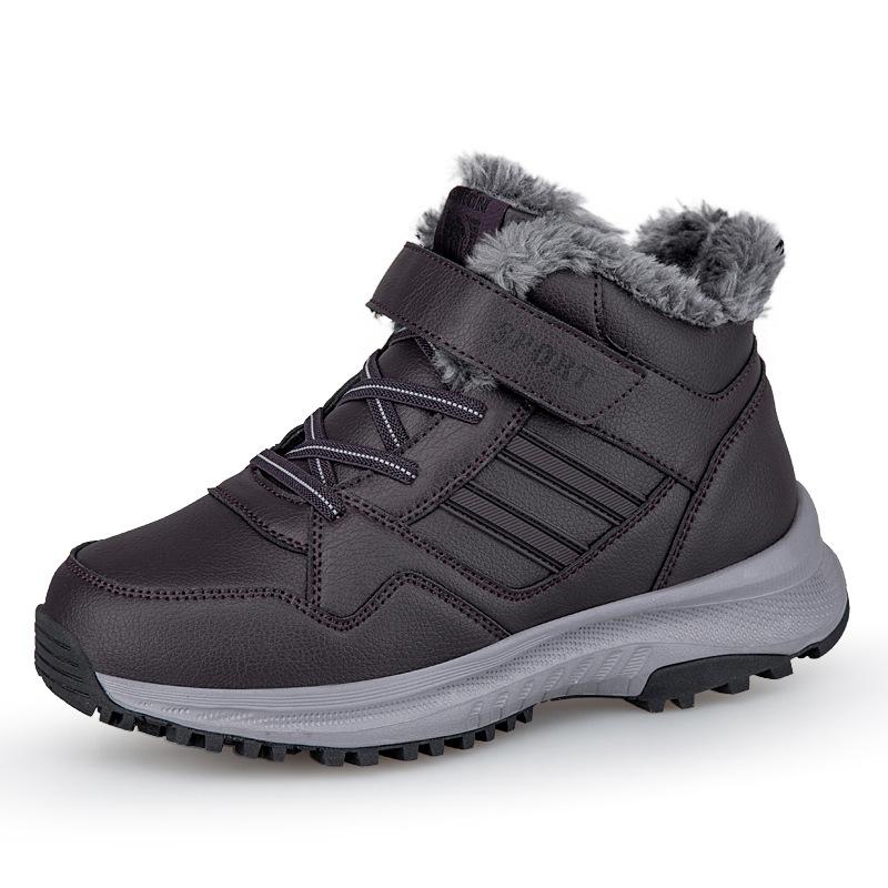 Winter cotton shoes, warm in cold weather, middle-aged and elderly snow boots, piled and thickened warm leather surface, casual walking shoes, large