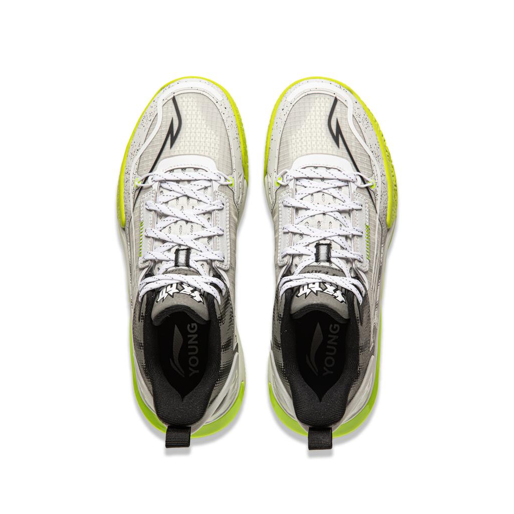 Li Ning Kids Synthetic Leather Logo Color Block Printed Rebound Wear-Resistant Low-Top Basketball Shoes Kids basketball shoes Gray YKBU068-9