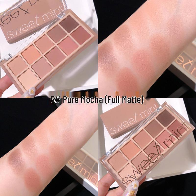 Sweet Mint Ten-Color Eye Shadow Palette - Shimmer, Matte & Glitter for Daily Wear