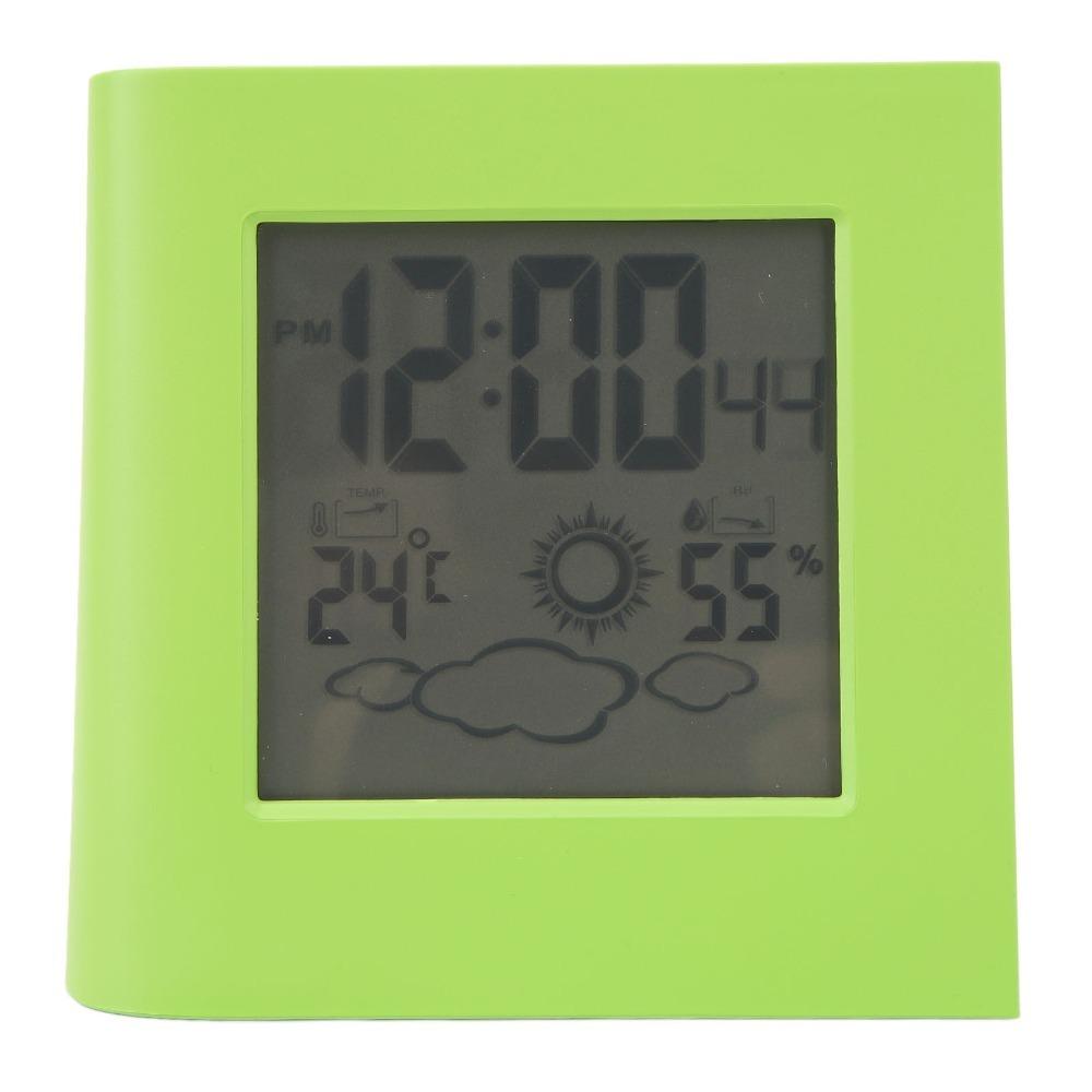 Durable ABS Solar Battery Alarm Clock LCD Display Dual Energy Alarm Clock Digital Alarm Clock Bedroom зелёный