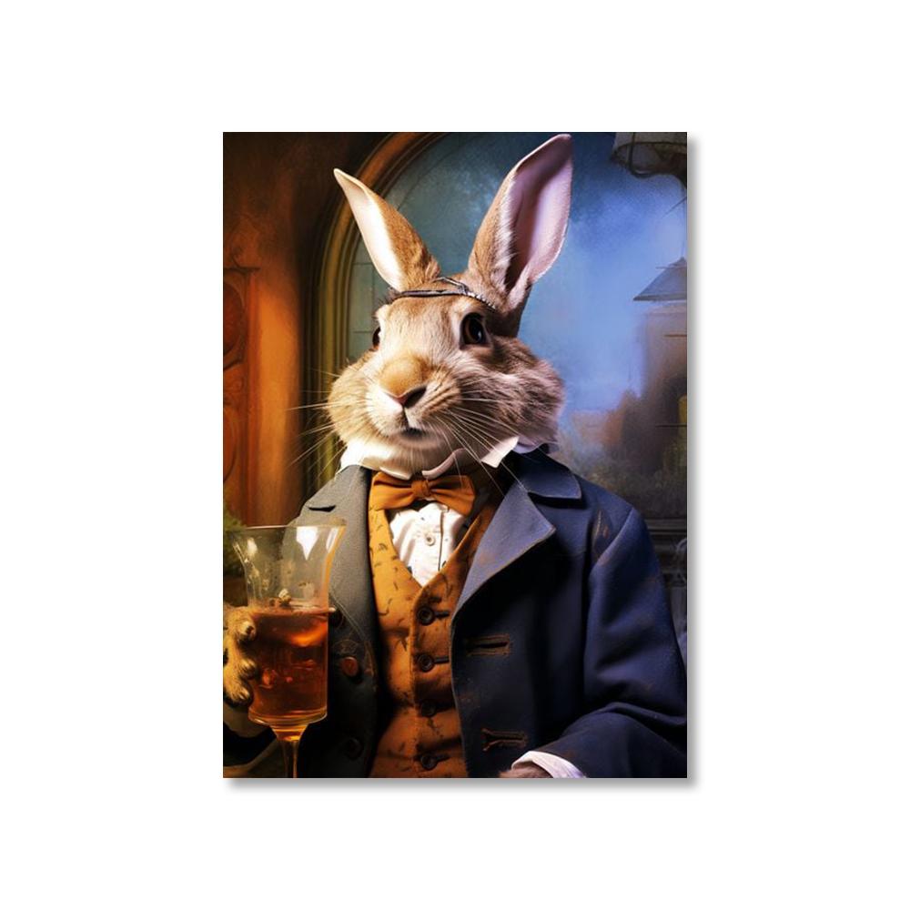 Tierkostüm Gentleman Trinkender Gorilla Löwe Hase Bier Bilder Lustige Bar Wandkunst Leinwandbild Heimdekoration