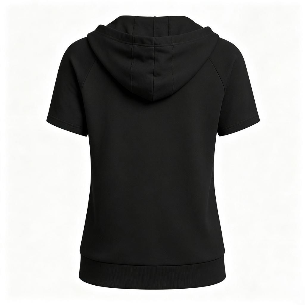 Moletom com Zíper Manga Curta Colorido Feminino Corte Solto Jaqueta Casual