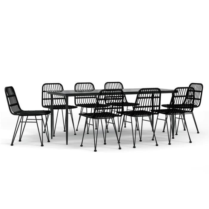 3157886 vidaXL Garden Dining Set 9 Pcs Black Wicker