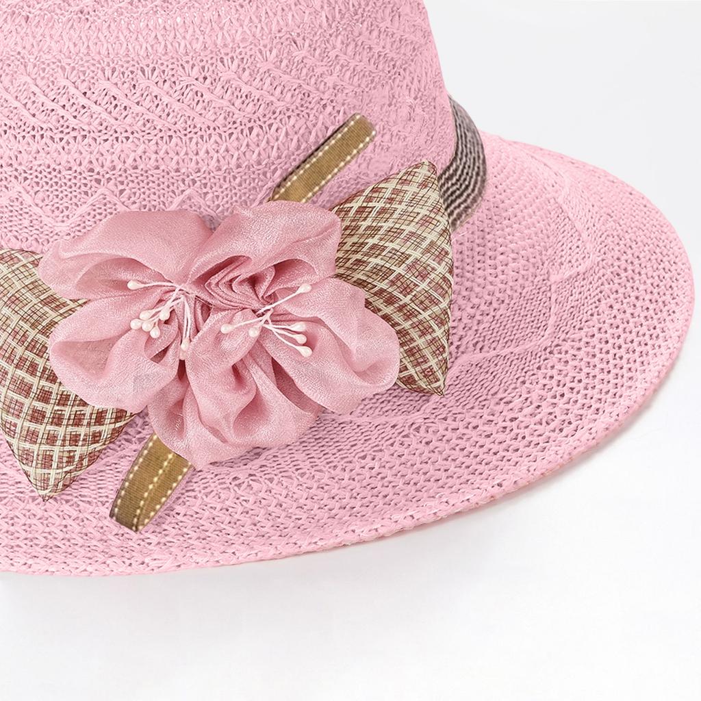 Wide Brim Straw Sun Hat with Decorative Flower and Lightweight Breathable Summer Hat for Women Outdoor Use