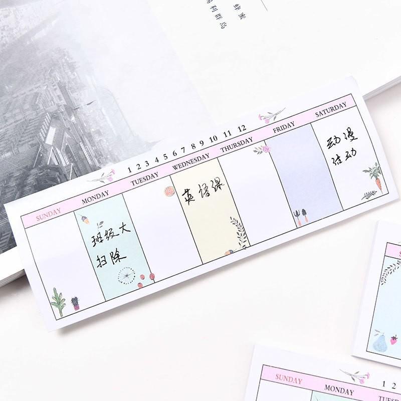 Gift Creative Kawai Stationery Cartoon N Times Sticky Notes Long Weekly Plan Note Pad Schedule Planner Wholesale 8 Styles Lovely