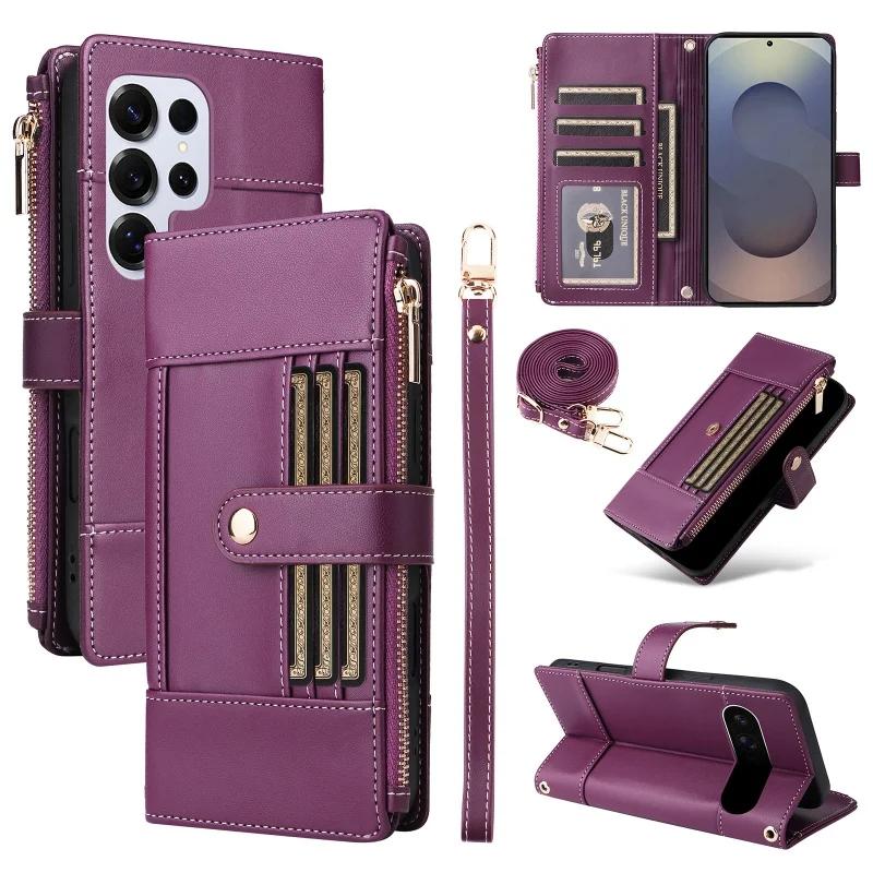 Crossbody Leather Case For Samsung Galaxy S25 Edge S24 Ultra S23 FE S22 S21 Plus A56 A36 A16 A26 A55 A35 A15 Wallet Phone Cover