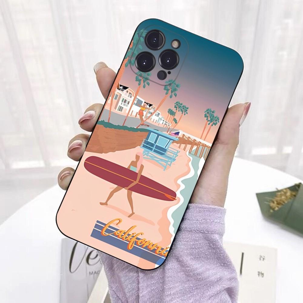 Surf Girls Phone Case For iPhone 15 6 7 8 Plus 11 12 13 14 Pro SE 2020 MAX Mini X XS XR Back Funda Cover