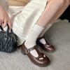 Fashion Fashion Elegant Hollow Out Thick Heel Shoes Spring Female Flat Shoes 2025 Designer Vintage College Style Mary Jane Shoes Women