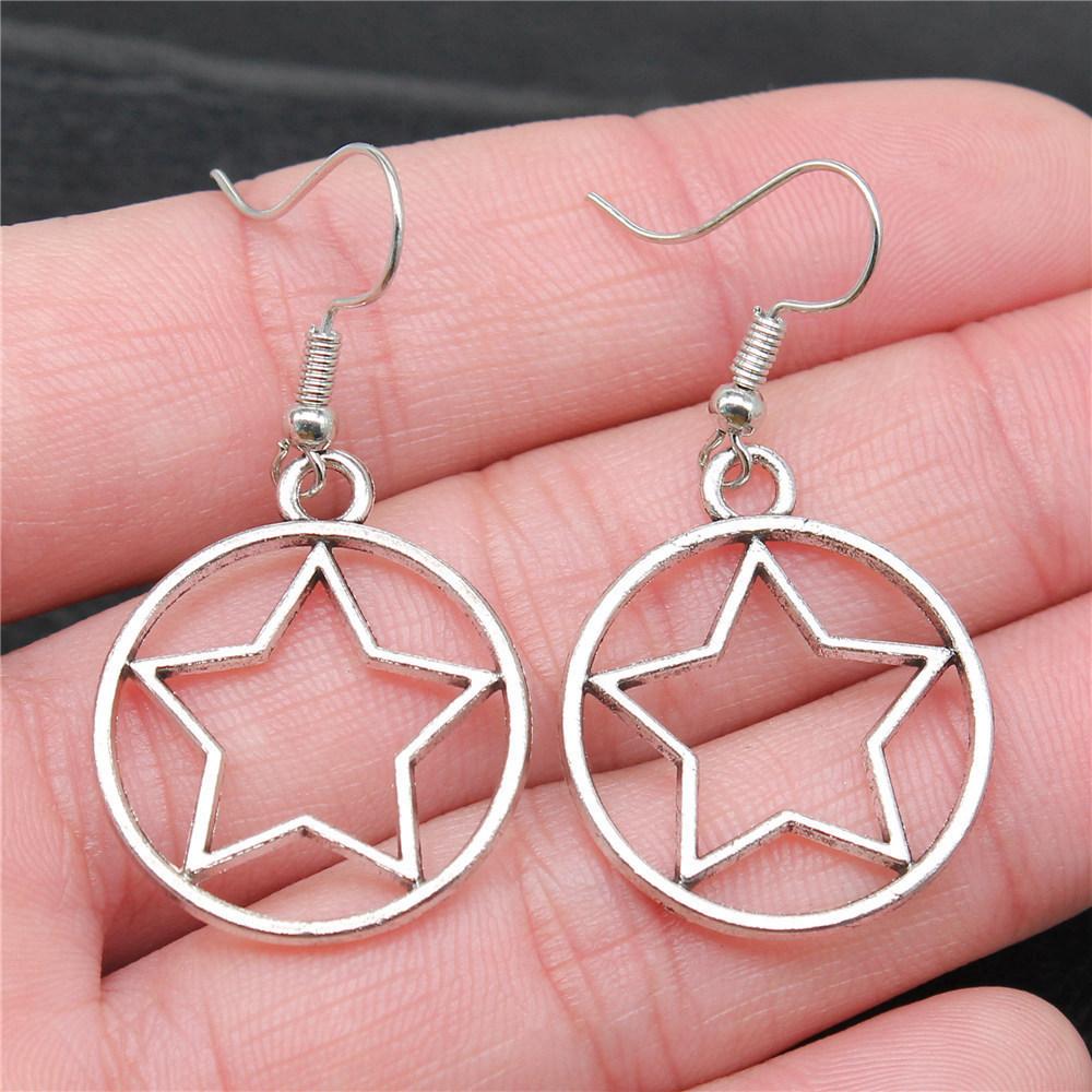 Bohemian Hot-Sale Star Moon Pentagram Circle Dangle Earrings Memorable Wedding Gift for Daily Style