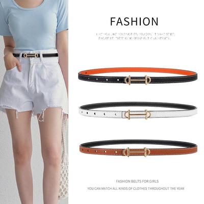 Women's Thin Leather Decorative Belt for Dresses and Western Trousers