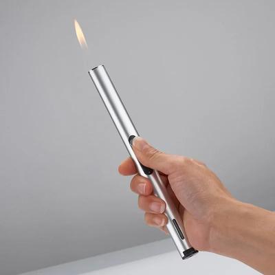 Metal Taşınabilir Yeniden Doldurulabilir Mum Çakmağı Düz Alev Çubuğu Şişirilebilir encendedor gaz bütan Çakmağı yemek pişirmek için mutfak meşalesi