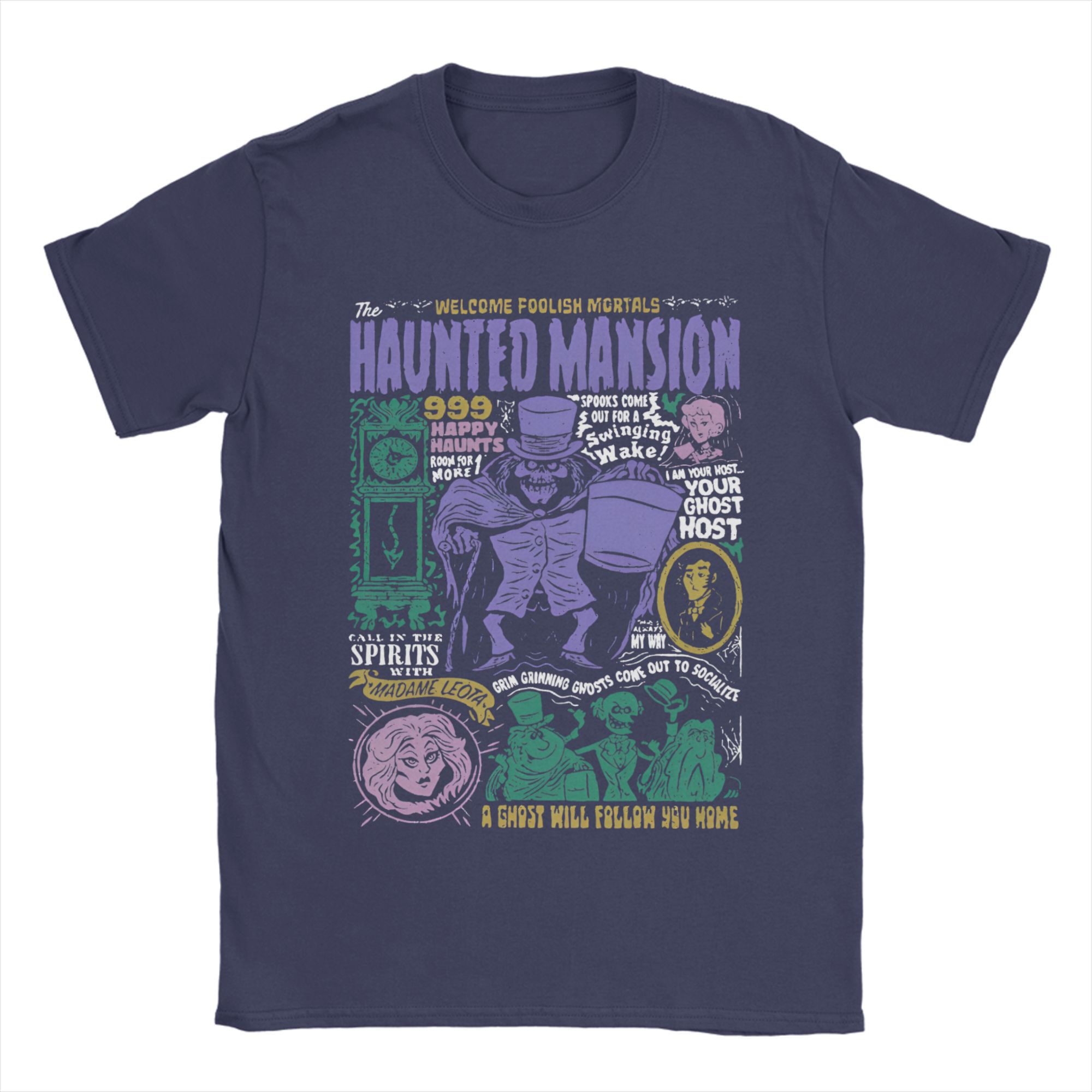 

Haunted Mansion Spooky Season T Shirts for Men 100% Cotton T-Shirt Round Collar Mickey Halloween Tee Short Sleeve merch Adult 4XL