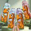 1PC Cute Baby Dragon Animal 750ml Color Plastic Sports Water Bottle Leakproof Flip Straw Lid Suitable for Sports Office Home Use