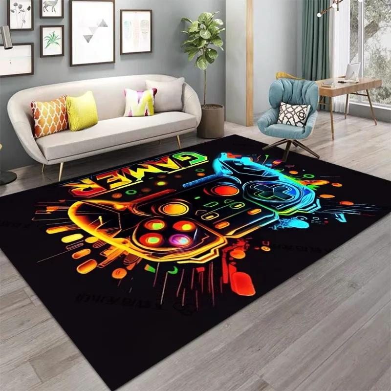 Gaming for Boys Room Gamer Casual Carpet with Controller Design Rug for Game Room Bedroom Decor Non-slip Machine Washab Mat