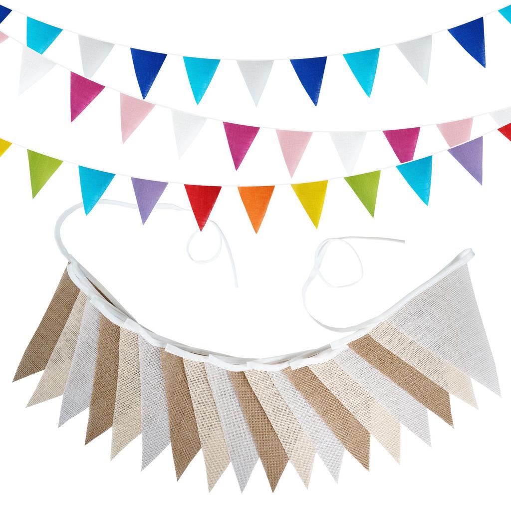 Bandierine Triangolari in Lino Giallo Degradé da 5 Metri (18 pezzi) per Decorazioni di Matrimonio, Festa o Compleanno