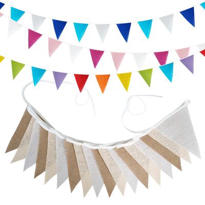 5-meter Gradient Yellow Linen Triangle Flags (18 Pieces) for Wedding, Party, or Birthday Decorations