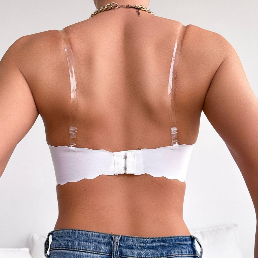Women Strapless Front Closure Push Up Non-Slip Long Line Bandeau Bra