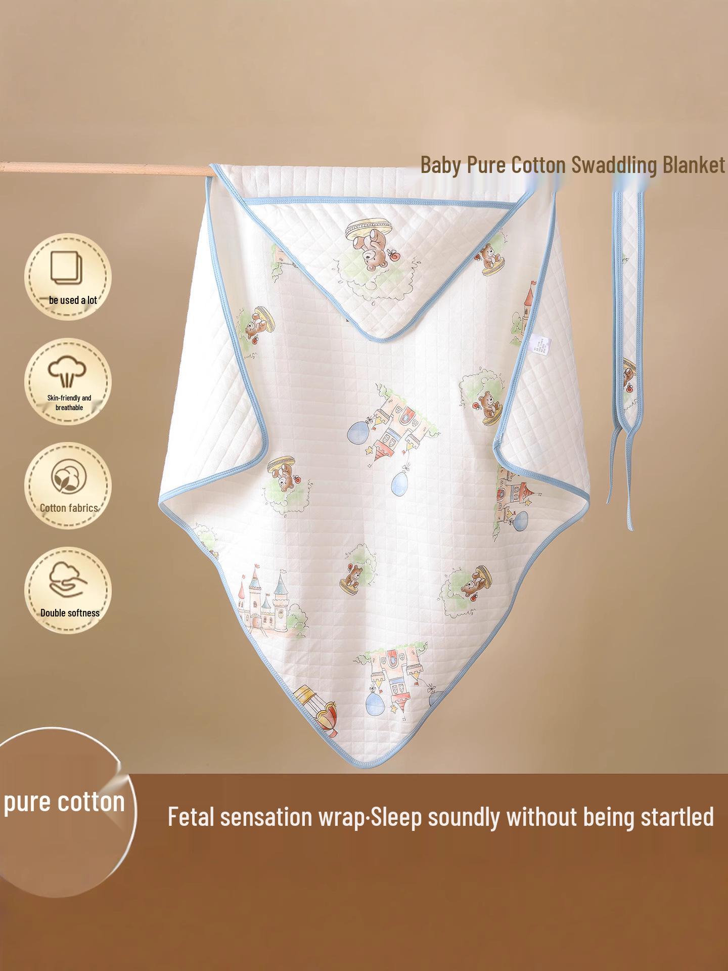 

Дышащая пеленка для новорожденного: Мягкое хлопковое одеяло с приятной к коже окантовкой для новорожденных Castle