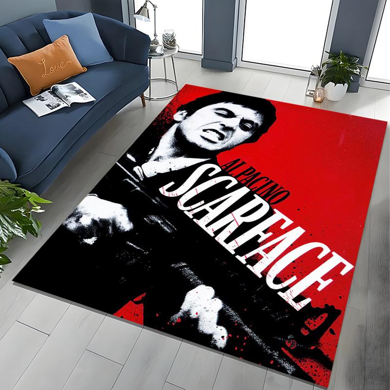 Tappeto Classico Scarface Tony Montana Movie Art per Camera da Letto Soggiorno Divano Decorazione Zerbino per Casa, Grande Tappeto Antiscivolo per Bambini